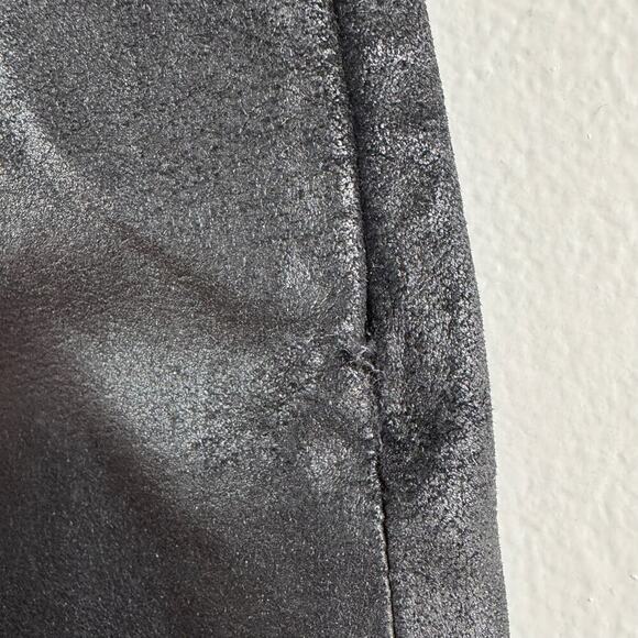 Vintage Black Bonded Leather High Waist A-Line Midi Skirt - Picture 3 of 8